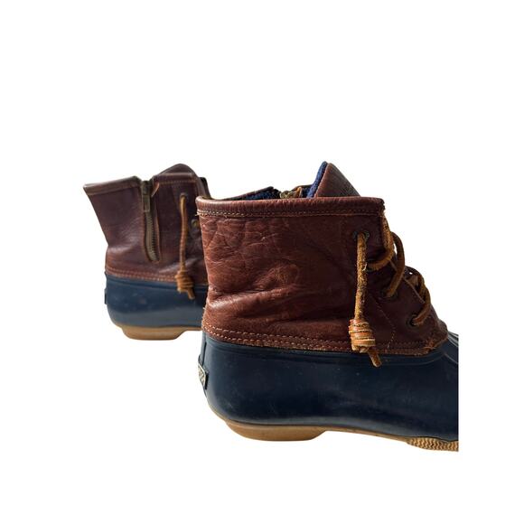 Sperry Size 9 Tan Brown Blue Rubber Hunting Duck Boots Bootie Outdoor Winter - Picture 9 of 13